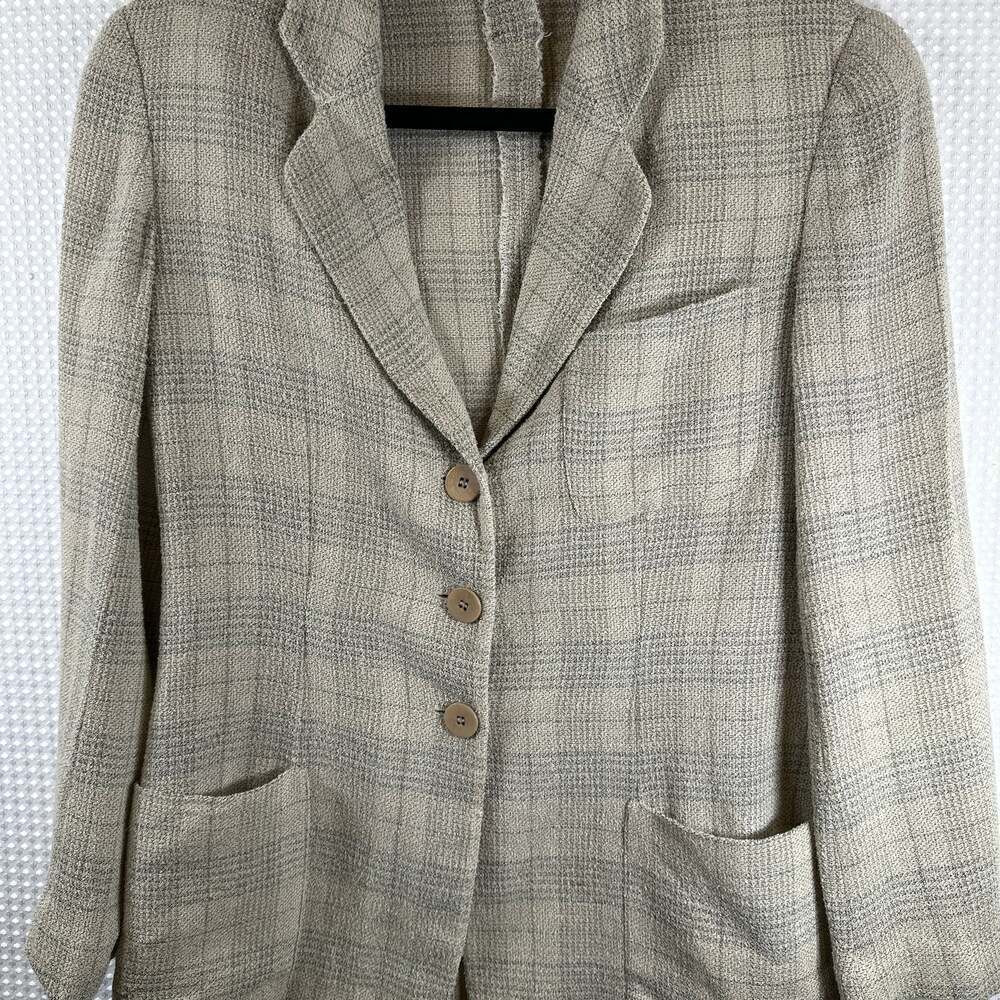 Armani Collezioni Wool Plaid Print Blazer -ARR94376